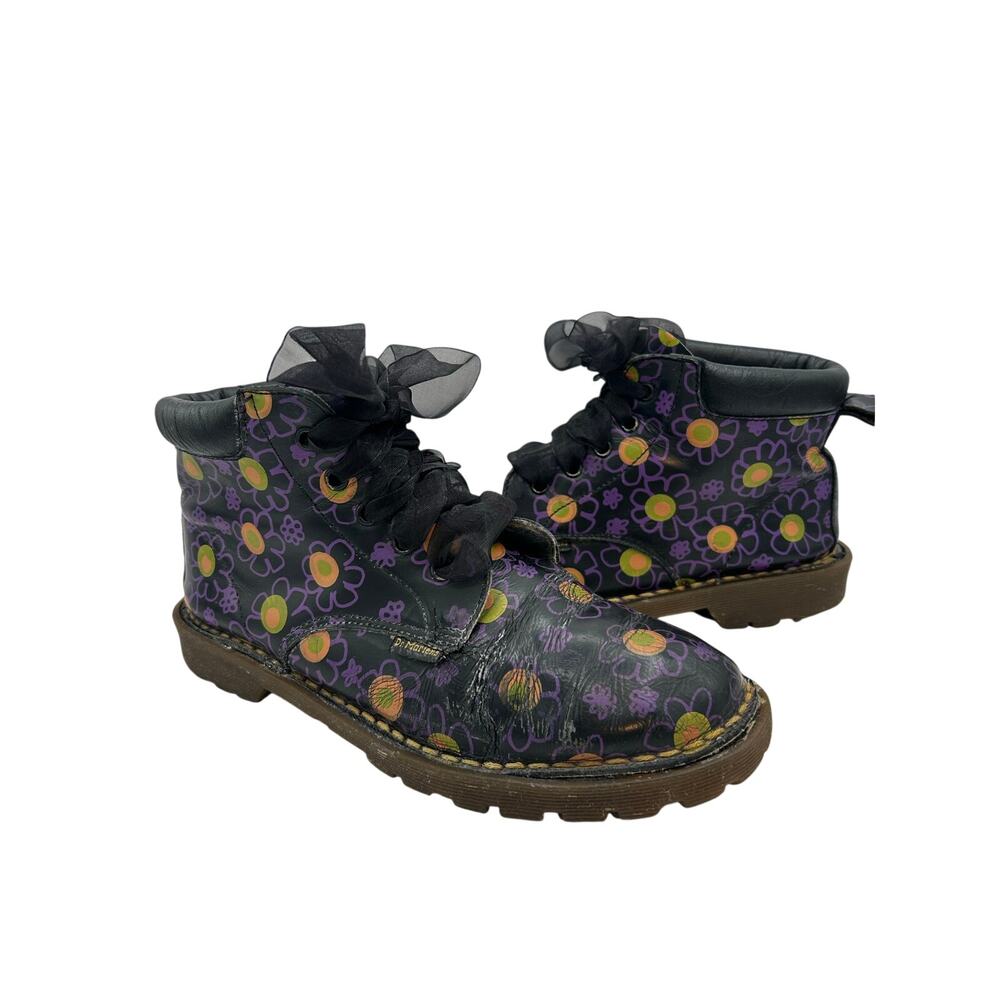 Rare Vintage Made in England Dr. Martens boots bold retro floral Print SZ 8 Y2k - Picture 7 of 11